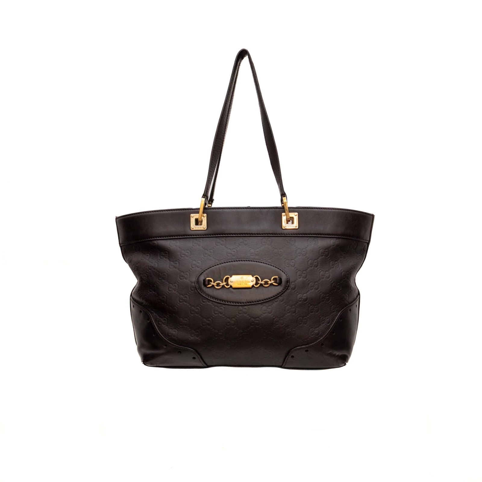 Gucci Guccissima Gg Signature Shoulder Tote Bag Gg Dark Brown Leather 145993